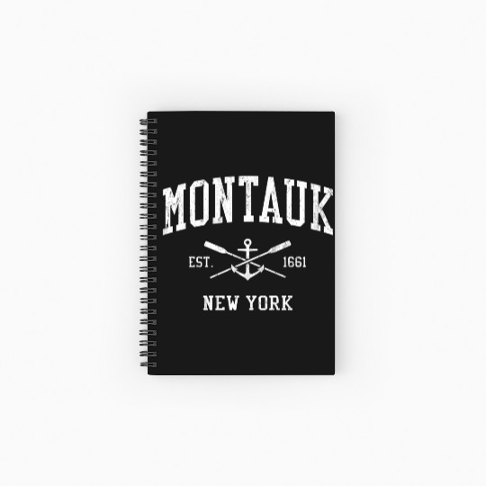 Montauk Ny Crossed Oars Boat Anchor Sports Spiral Notebooks   Ruled Line