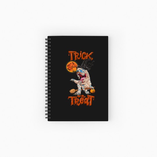 Trick Or Treat Halloween Dinosaur T rex Mummy Spiral Notebooks   Ruled Line