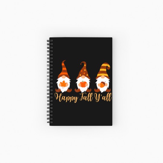 Happy Fall Y'all Autumn Gnome Spiral Notebooks   Ruled Line