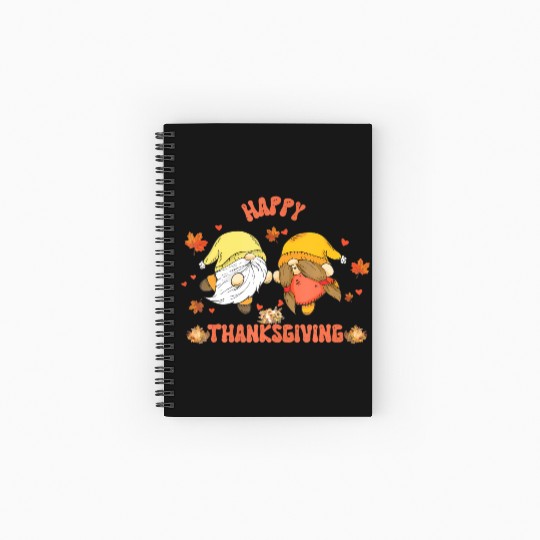 Happy Thanksgiving Gnomes Pumpkin Autumn Leaves Spiral Notebooks   Ruled Line