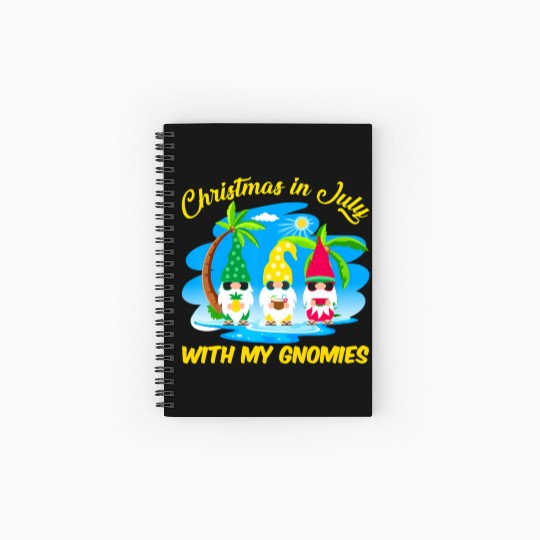 Christmas In July With My Gnomies Beach Summer Spiral Notebooks   Ruled Line