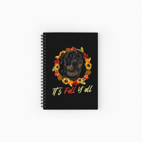 Rottweiler Autumn Leopard Pumpkin Dog Lover Spiral Notebooks   Ruled Line
