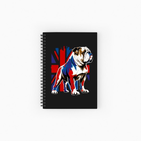British Bulldog With Union Jack Flag King Charles Spiral Notebooks   Ruled Line