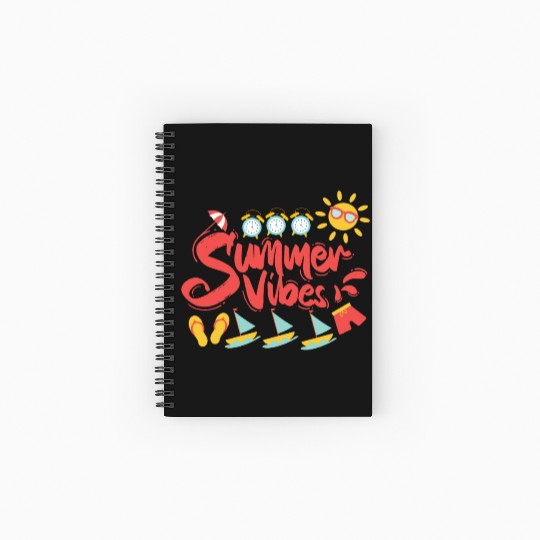 Summer Vibes - Boats | Slippers | Sun Glasses Spiral Notebooks   Ruled Line