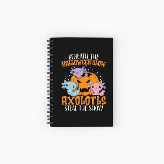 Axolotl Halloween Trick Or Treat Amphibian Axolotl Spiral Notebooks   Ruled Line