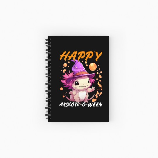Axolotl Halloween Trick Or Treat Amphibian Axolotl Spiral Notebooks   Ruled Line