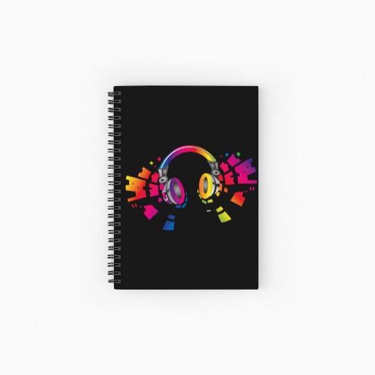 colorful headphone for music festival summer Spiral Notebooks   Ruled Line
