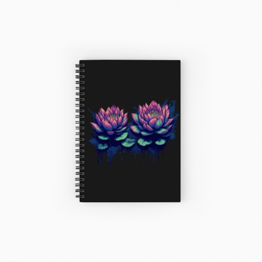 Neon Lotus Flowers Spiral Notebooks   Ruled Line
