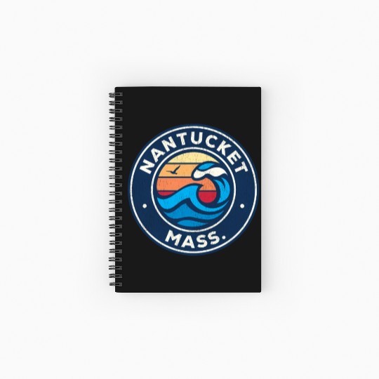 Nantucket Massachusetts Ma Nautical Waves Spiral Notebooks   Ruled Line