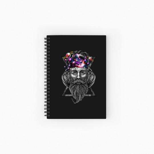 Long beard hipster trippy solar system Spiral Notebooks   Ruled Line