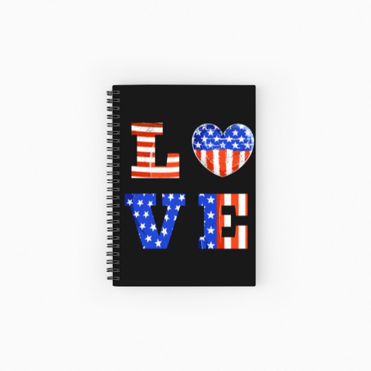 LOVE America Independence Day USA Patriots Spiral Notebooks   Ruled Line