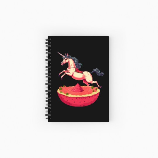 Unicorn with Watermelon and Dragonfruit - Tropical Spiral Notebooks   Ruled Line