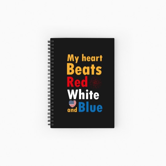 my heart beats red white and blue Spiral Notebooks   Ruled Line