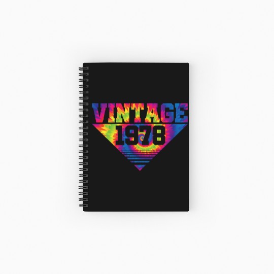 Vintage 1978 Tie Dye Splash Color Triangle Spiral Notebooks   Ruled Line