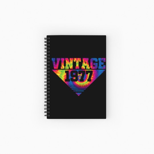 Vintage 1977 Tie Dye Splash Color Triangle Spiral Notebooks   Ruled Line