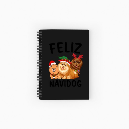 Feliz Navidog Chow Chow Reindeer Christmas Light Spiral Notebooks   Ruled Line