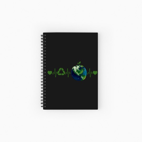 Heart Beat Earth Day Recycle Love Earth Day Annive Spiral Notebooks   Ruled Line