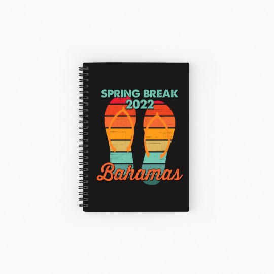 Spring Break Bahamas Beach 2022 Flip Flops Spiral Notebooks   Ruled Line