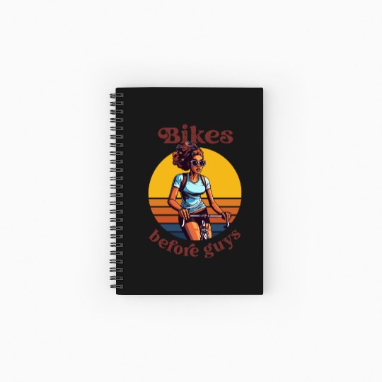 Bikes Before Guys Bicycle, Cycling Black Women Spiral Notebooks   Ruled Line
