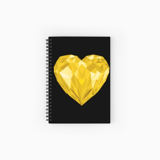 Glossy yellow diamond heart Spiral Notebooks   Ruled Line