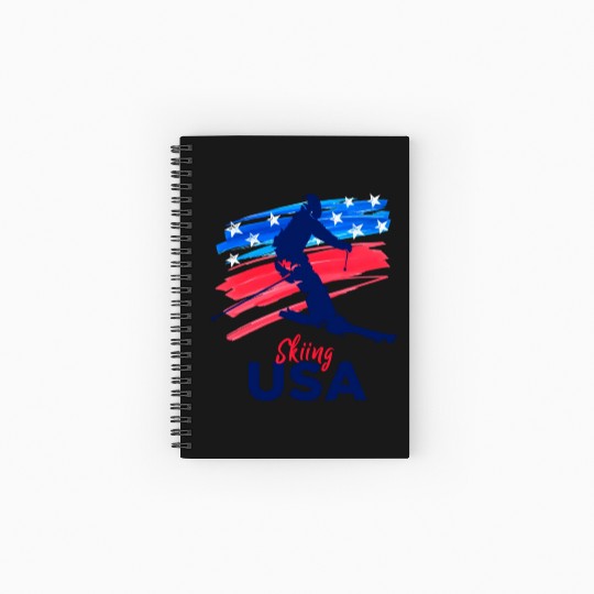 Skiing Usa Support The Team Usa Flag Ski Winter Spiral Notebooks   Ruled Line
