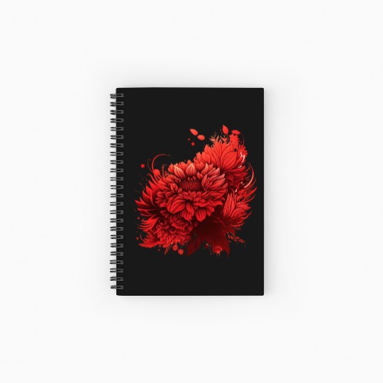 Blooms: Red Flowers and Love's Exquisite Dance Spiral Notebooks   Ruled Line