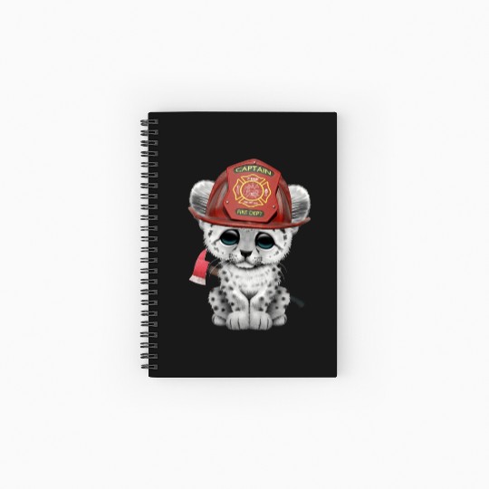 Cute Snow Leopard Cub Firefighter Spiral Notebooks   Ruled Line