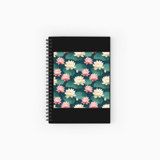 Serenity Blooms: Timeless Lotus Pattern Spiral Notebooks   Ruled Line