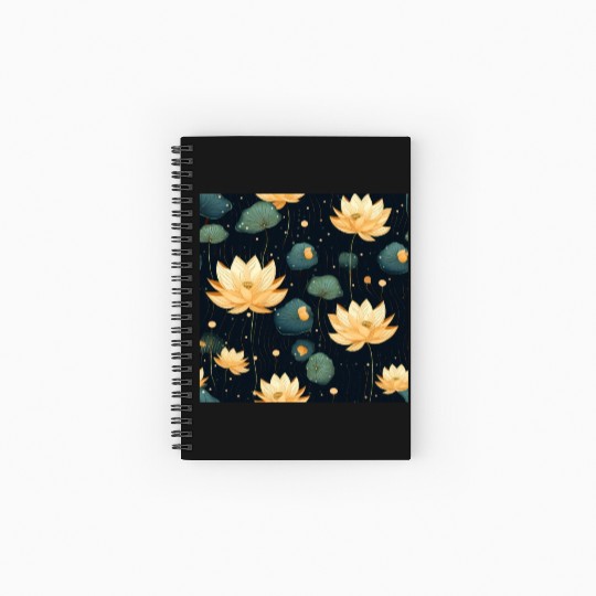 Serenity Blooms: Timeless Lotus Pattern Spiral Notebooks   Ruled Line