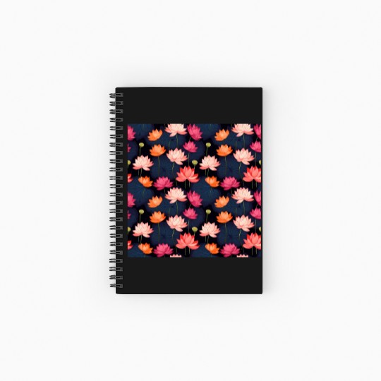 Serenity Blooms: Timeless Lotus Pattern Spiral Notebooks   Ruled Line