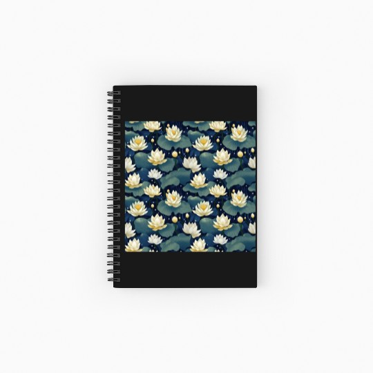 Serenity Blooms: Timeless Lotus Pattern Spiral Notebooks   Ruled Line