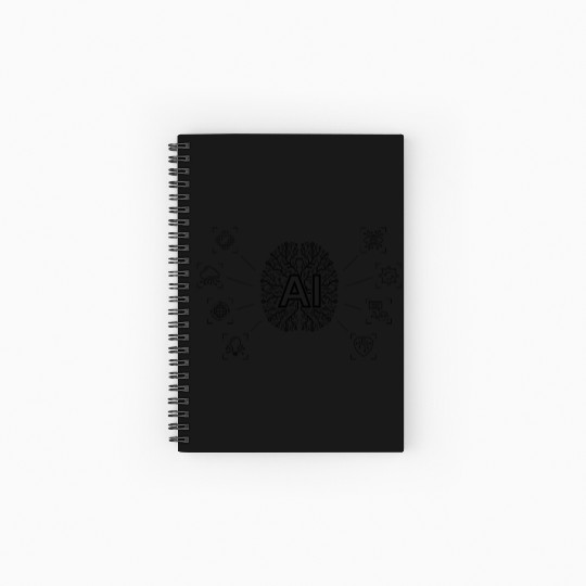 AI - AI Brain & AI Artificial Intelligence Machine Spiral Notebooks   Ruled Line