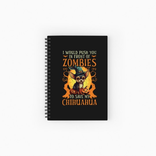 Chihuahua Halloween Puppy Trick Or Treat Dog Lover Spiral Notebooks   Ruled Line