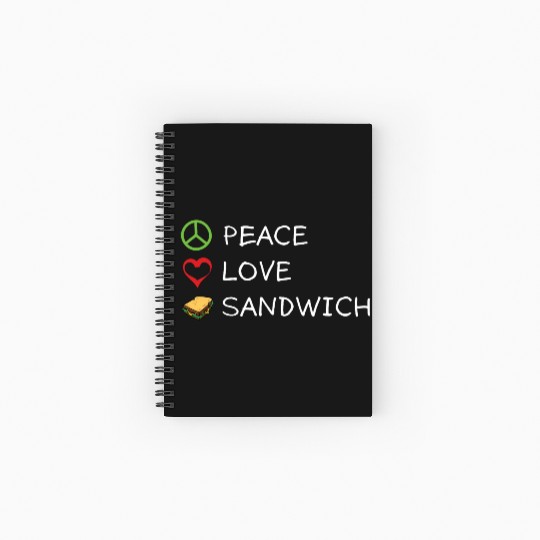Peace Love Sandwich Hippie Sandwich Lover Spiral Notebooks   Ruled Line