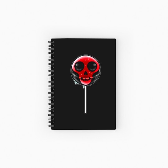 Red Skull Lollipop Trick Or Treat Halloween Spiral Notebooks   Ruled Line