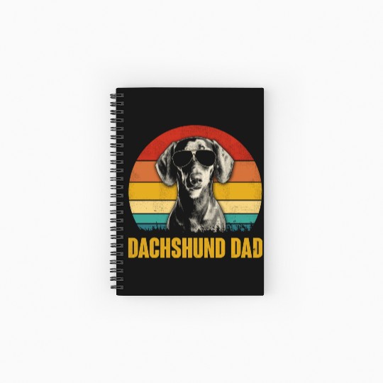 Dachshund Dog Vintage Retro Dog Mom Dad Lover Gift Spiral Notebooks   Ruled Line
