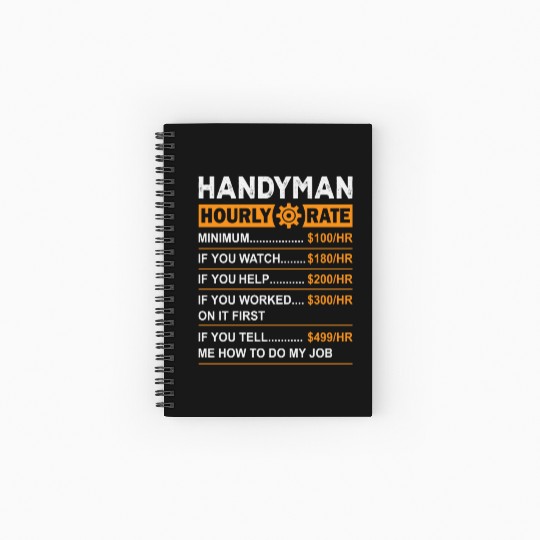 Handyman Hourly Rate Labor Day Spiral Notebooks   Ruled Line