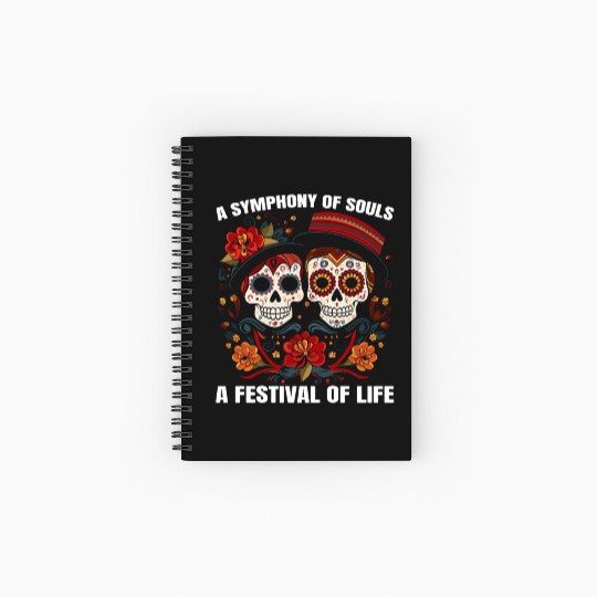 Dia De Los Muertos Sugar Skull Mexican Holiday Spiral Notebooks   Ruled Line