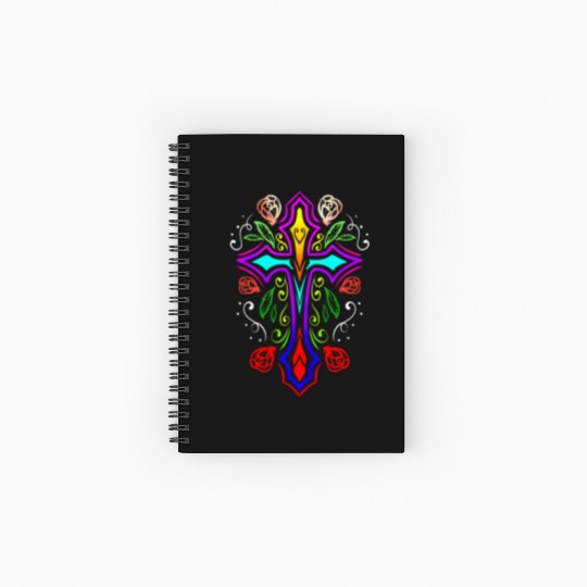 Day Of The Dead Cross Dia De Los Muertos Spiral Notebooks   Ruled Line