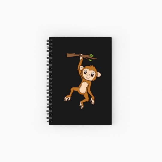 Monkey Hanging On Branch Ape Monkey Spiral Notebooks   Ruled Line