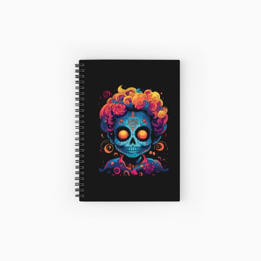 Dia De Los Muertos Sugar Skull Mexican Holiday Spiral Notebooks   Ruled Line