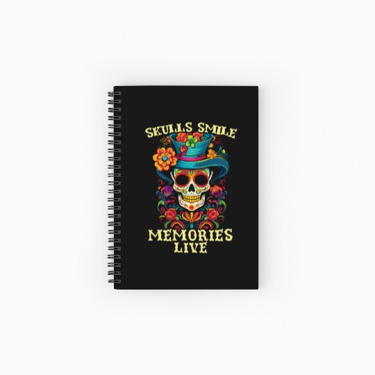 Dia De Los Muertos Sugar Skull Mexican Holiday Spiral Notebooks   Ruled Line
