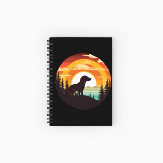 Sunset Serenity: Vintage Dachshund Silhouette Spiral Notebooks   Ruled Line