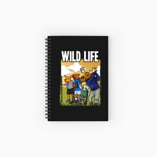 Funny Golf Spiral Notebooks   Ruled Line With Deer Raccoon Moose Bear Golf