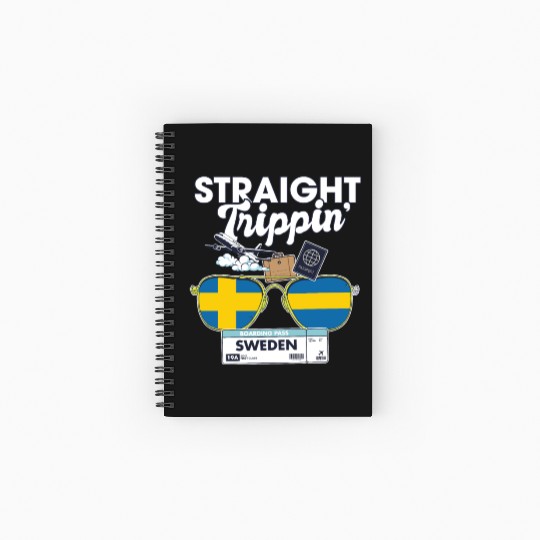 Straight Trippin' Sweden Vacation Tour Travel Spiral Notebooks   Ruled Line