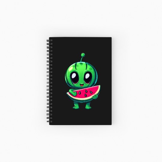 Green Alien meets Juicy Watermelon Spiral Notebooks   Ruled Line