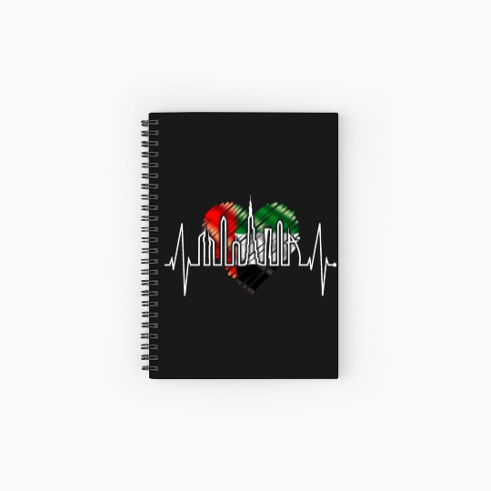 Dubai Skyline Heartbeat Burj Khalifa Love UAE Flag Spiral Notebooks   Ruled Line