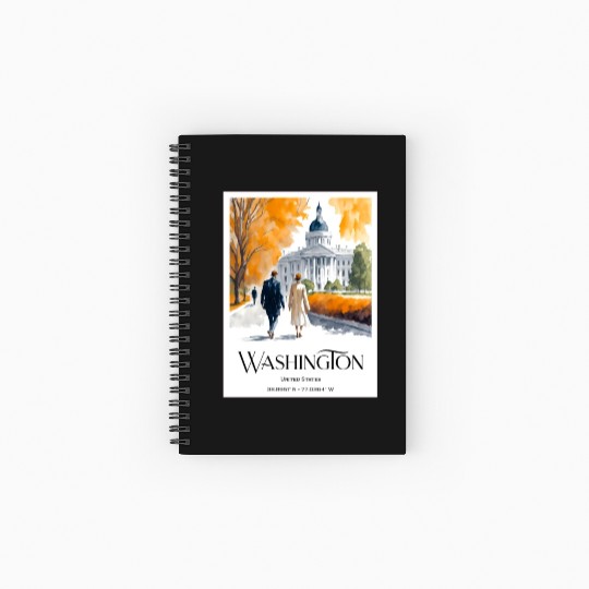 Watercolor painting loving couple in Washington DC Spiral Notebooks   Ruled Line