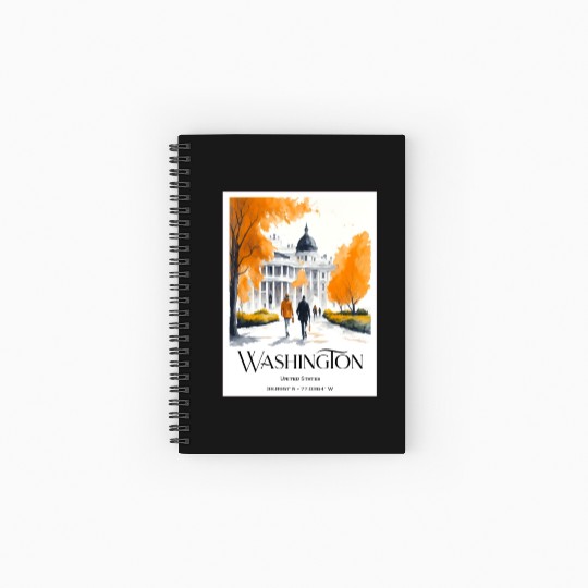 Watercolor painting loving couple in Washington DC Spiral Notebooks   Ruled Line