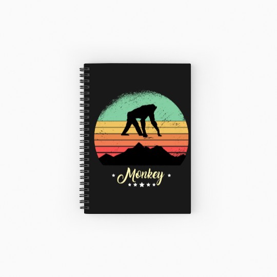 Monkey Vintage Animals Retro Sunset Ape Spiral Notebooks   Ruled Line